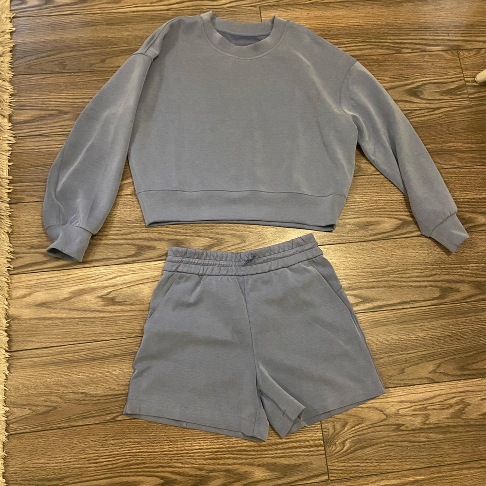 Lululemon Blue Softstreme Sweatshirt and Shorts